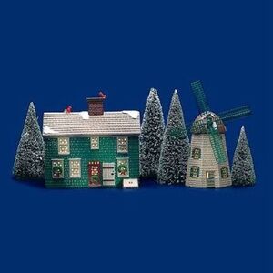 Vintage House and Windmill Model Set